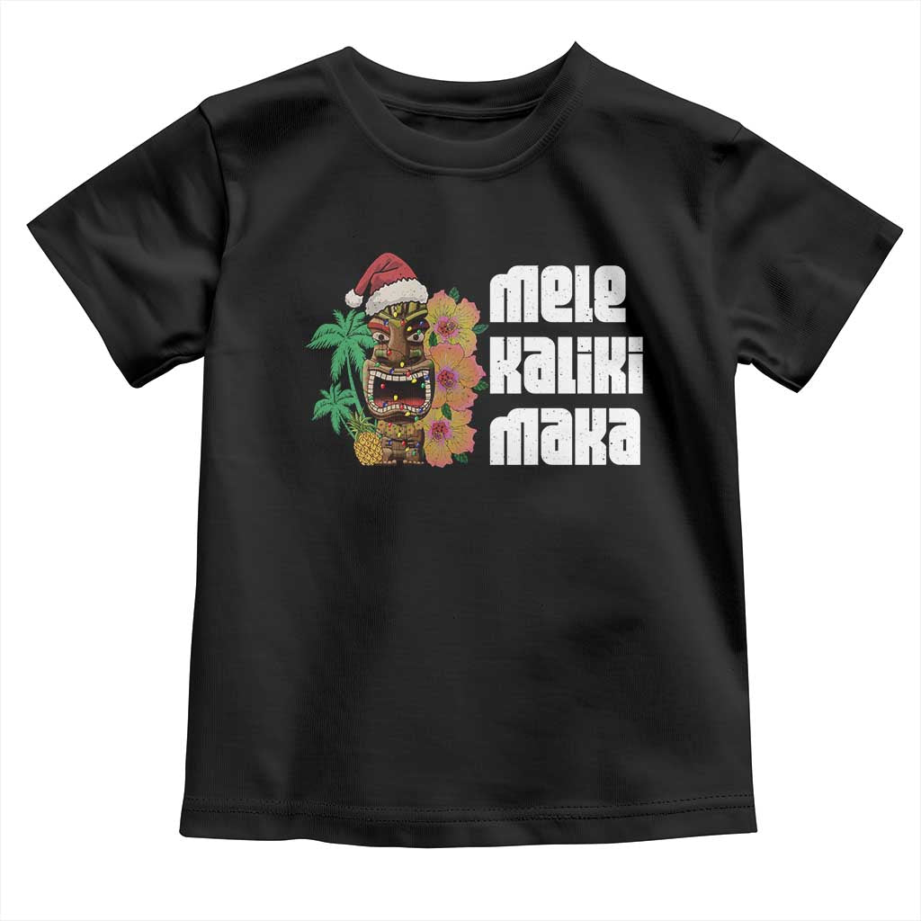 Christmas In Hawaii Baby Shirt Mele Kalikimaka Tiki Hibiscus Flower Santa Hat TS11 Black Print Your Wear
