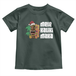 Christmas In Hawaii Baby Shirt Mele Kalikimaka Tiki Hibiscus Flower Santa Hat TS11 Dark Forest Green Print Your Wear