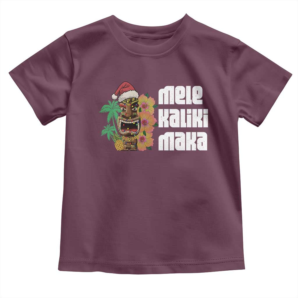 Christmas In Hawaii Baby Shirt Mele Kalikimaka Tiki Hibiscus Flower Santa Hat TS11 Maroon Print Your Wear