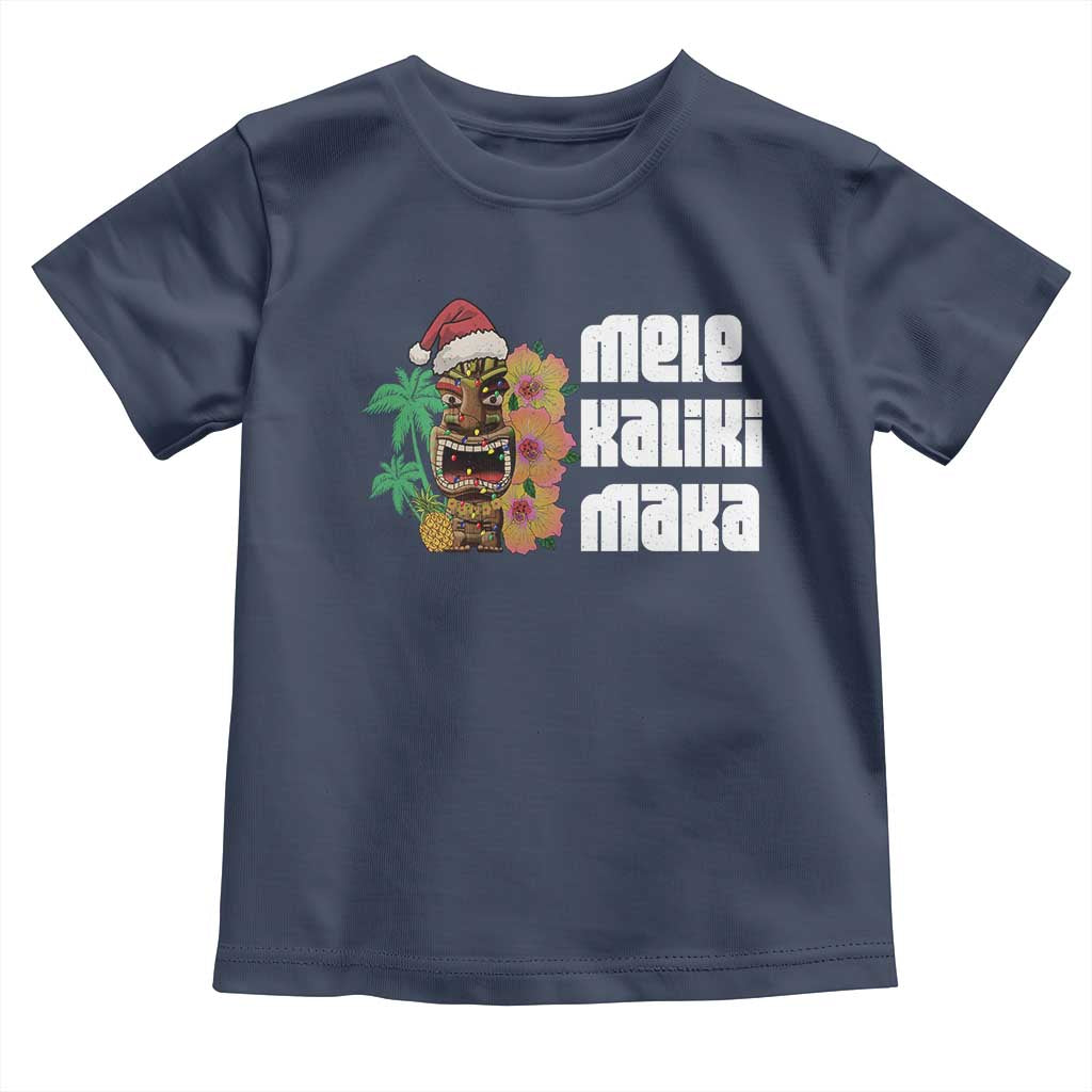 Christmas In Hawaii Baby Shirt Mele Kalikimaka Tiki Hibiscus Flower Santa Hat TS11 Navy Print Your Wear
