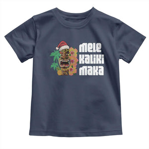 Christmas In Hawaii Baby Shirt Mele Kalikimaka Tiki Hibiscus Flower Santa Hat TS11 Navy Print Your Wear