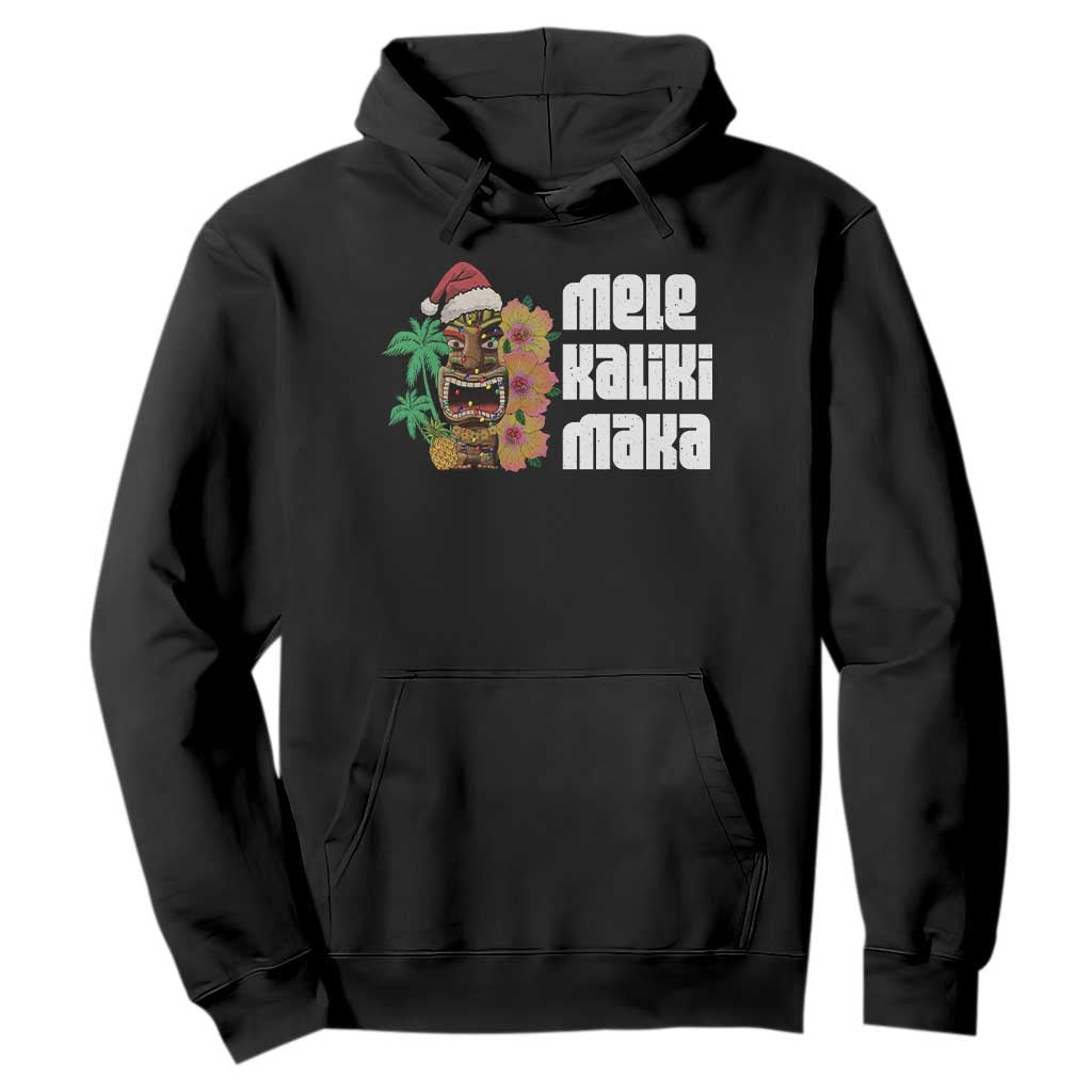 Christmas In Hawaii Hoodie Mele Kalikimaka Tiki Hibiscus Flower Santa Hat TS11 Black Print Your Wear