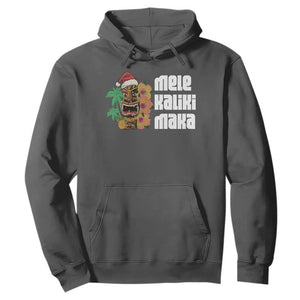 Christmas In Hawaii Hoodie Mele Kalikimaka Tiki Hibiscus Flower Santa Hat TS11 Dark Heather Print Your Wear