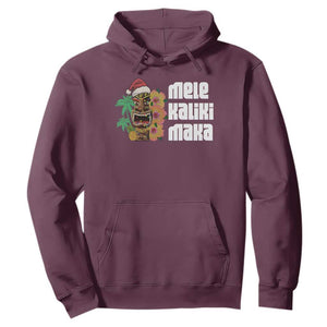 Christmas In Hawaii Hoodie Mele Kalikimaka Tiki Hibiscus Flower Santa Hat TS11 Maroon Print Your Wear