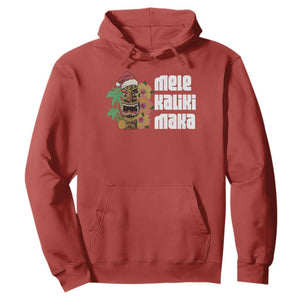 Christmas In Hawaii Hoodie Mele Kalikimaka Tiki Hibiscus Flower Santa Hat TS11 Red Print Your Wear