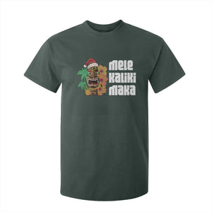 Christmas In Hawaii T Shirt For Kid Mele Kalikimaka Tiki Hibiscus Flower Santa Hat TS11 Dark Forest Green Print Your Wear