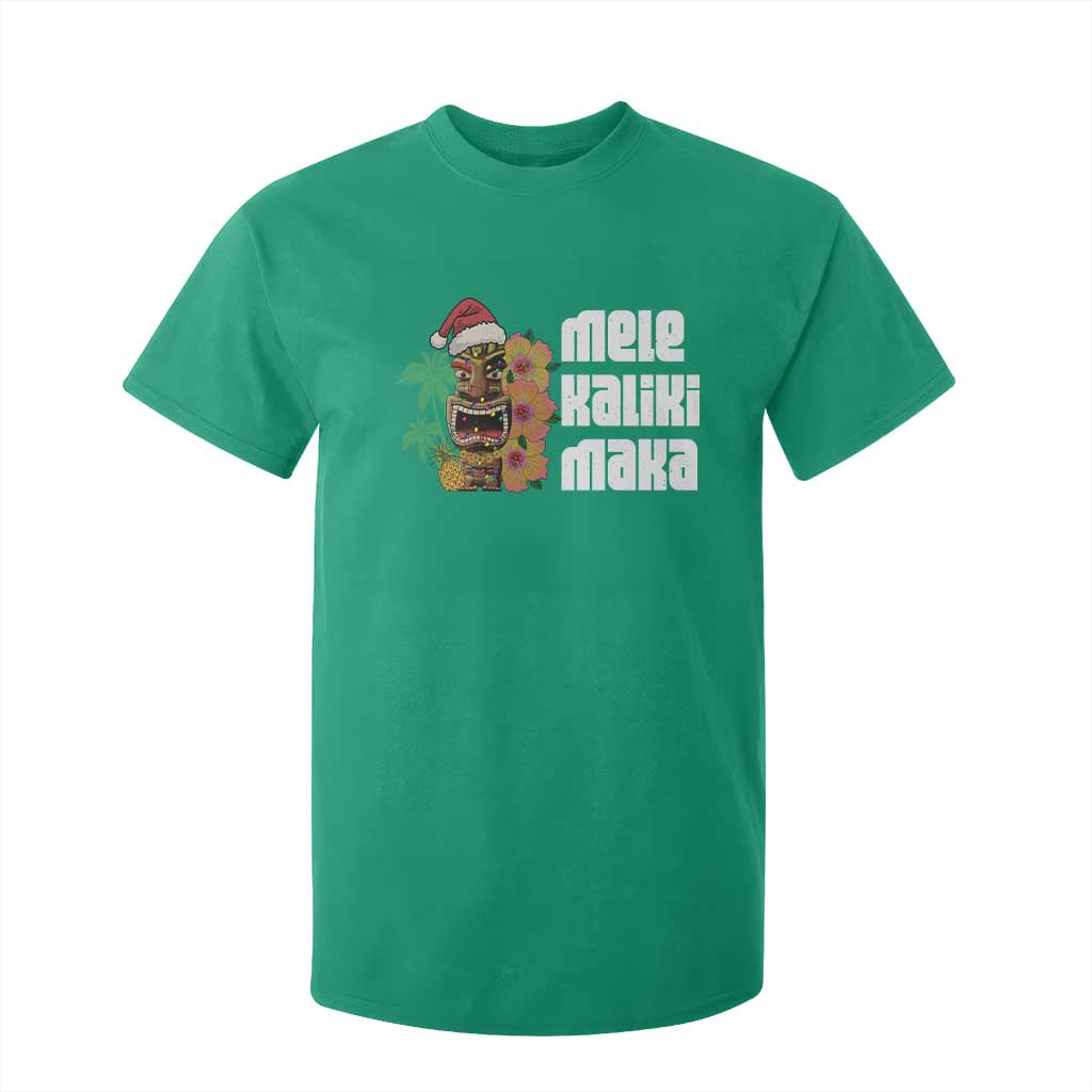 Christmas In Hawaii T Shirt For Kid Mele Kalikimaka Tiki Hibiscus Flower Santa Hat TS11 Irish Green Print Your Wear