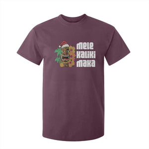 Christmas In Hawaii T Shirt For Kid Mele Kalikimaka Tiki Hibiscus Flower Santa Hat TS11 Maroon Print Your Wear
