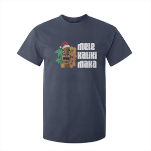 Christmas In Hawaii T Shirt For Kid Mele Kalikimaka Tiki Hibiscus Flower Santa Hat TS11 Navy Print Your Wear