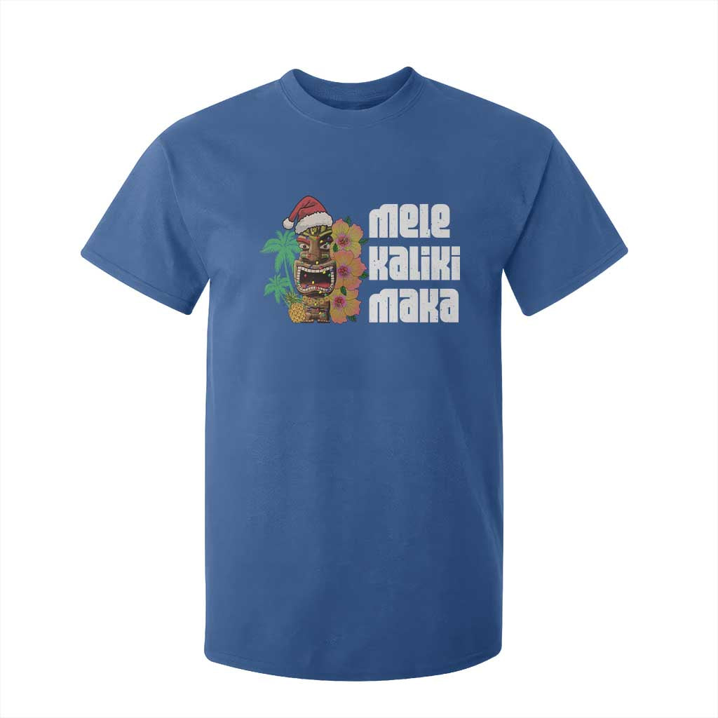 Christmas In Hawaii T Shirt For Kid Mele Kalikimaka Tiki Hibiscus Flower Santa Hat TS11 Royal Blue Print Your Wear