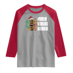 Christmas In Hawaii Raglan Shirt Mele Kalikimaka Tiki Hibiscus Flower Santa Hat TS11 Sport Gray Red Print Your Wear