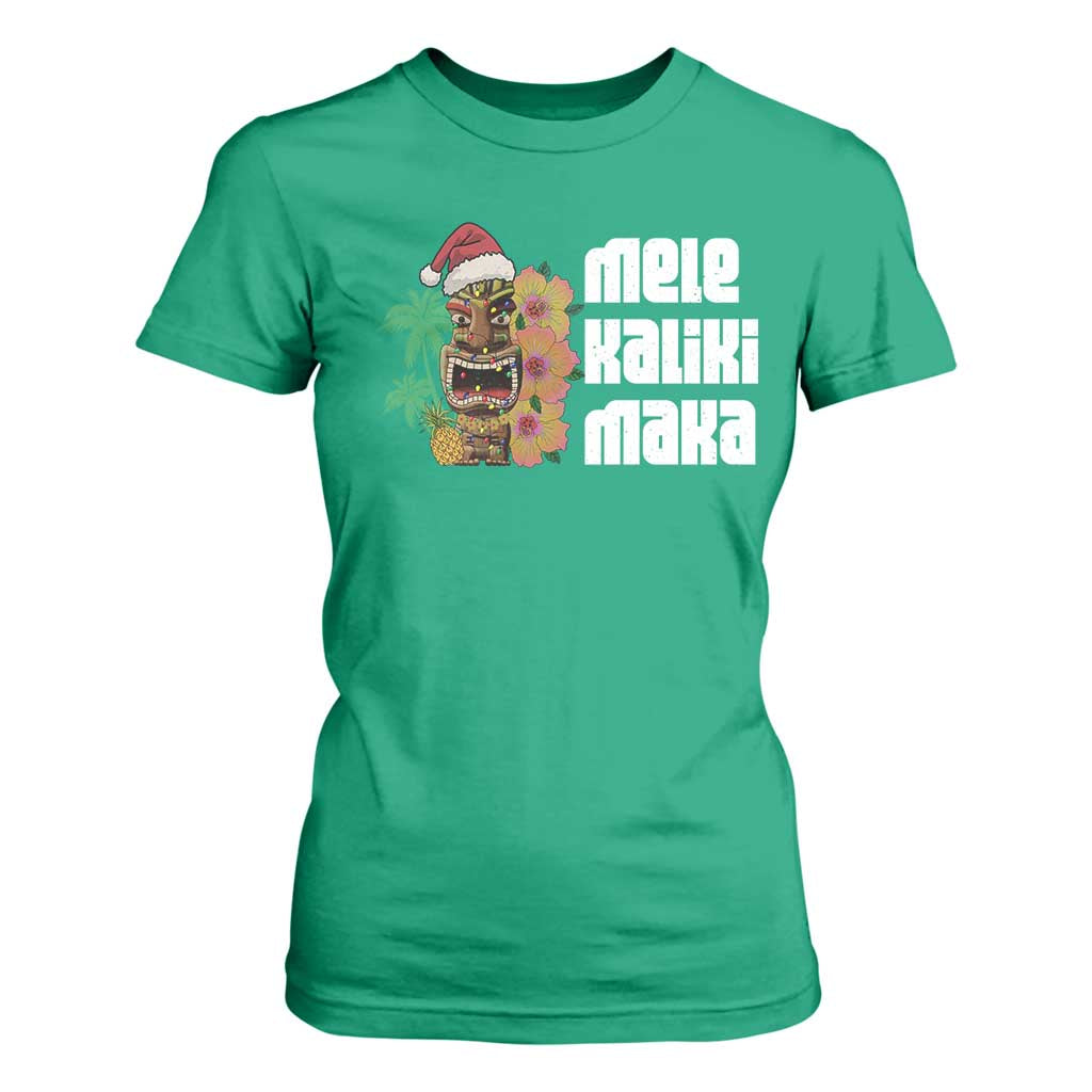 Christmas In Hawaii T Shirt For Women Mele Kalikimaka Tiki Hibiscus Flower Santa Hat TS11 Irish Green Print Your Wear