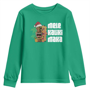 Christmas In Hawaii Youth Sweatshirt Mele Kalikimaka Tiki Hibiscus Flower Santa Hat TS11 Irish Green Print Your Wear