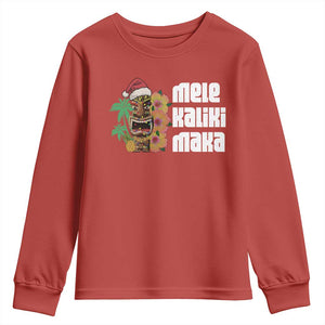 Christmas In Hawaii Youth Sweatshirt Mele Kalikimaka Tiki Hibiscus Flower Santa Hat TS11 Red Print Your Wear