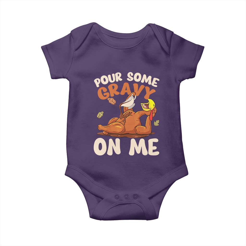 Funny Thanksgiving Turkey Baby Onesie Pour Some Gravy On Me TS11 Purple Print Your Wear