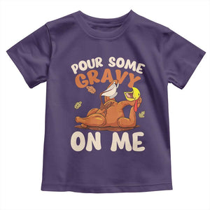 Funny Thanksgiving Turkey Baby Shirt Pour Some Gravy On Me TS11 Purple Print Your Wear