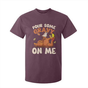 Funny Thanksgiving Turkey T Shirt For Kid Pour Some Gravy On Me TS11 Maroon Print Your Wear