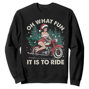 Funny Christmas Motorbike Sweatshirt Oh What Fun It Is To Ride Female Santa Biker TS11 Black Print Your Wear