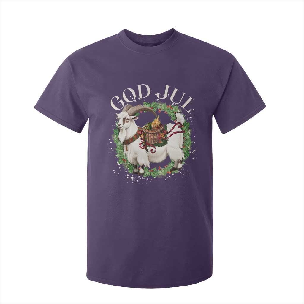God Jul T Shirt For Kid Yule Goat Christmas Wreath Winter Solstice TS11 Purple Print Your Wear