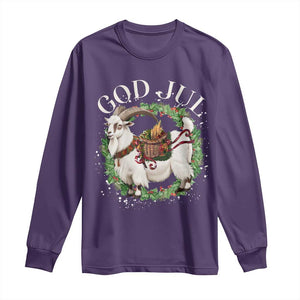 God Jul Long Sleeve Shirt Yule Goat Christmas Wreath Winter Solstice TS11 Purple Print Your Wear
