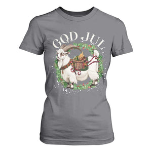 God Jul T Shirt For Women Yule Goat Christmas Wreath Winter Solstice TS11 Charcoal Print Your Wear