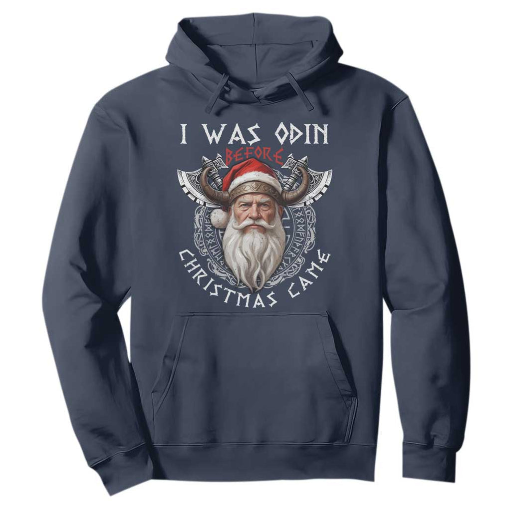 Christmas Viking Hoodie I Was Odin Before Christmas Came Santa Viking Warriors Xmas TS11 Navy Print Your Wear