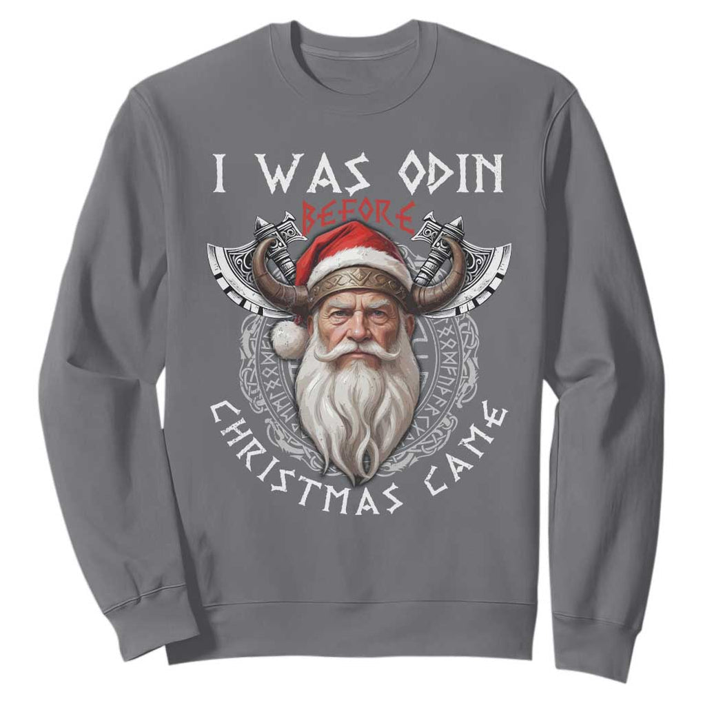 Christmas Viking Sweatshirt I Was Odin Before Christmas Came Santa Viking Warriors Xmas TS11 Charcoal Print Your Wear