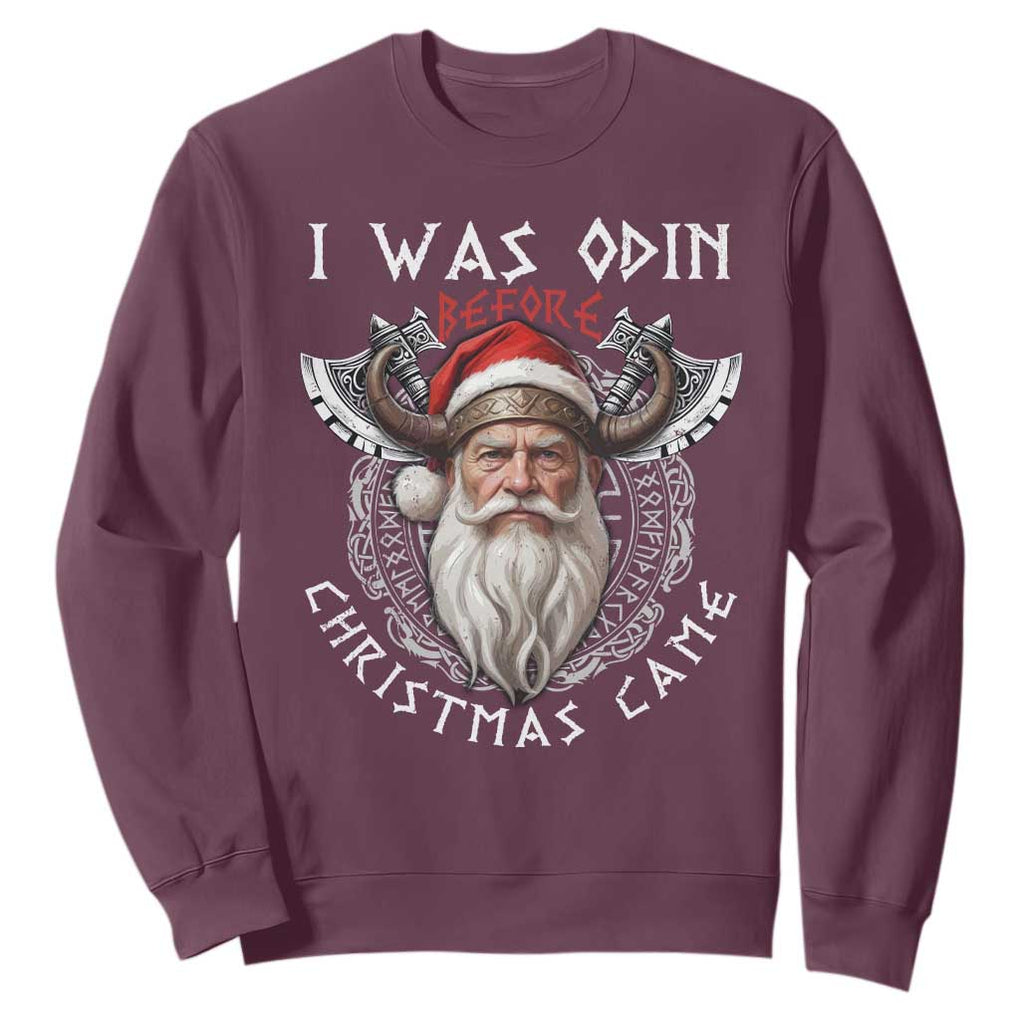 Christmas Viking Sweatshirt I Was Odin Before Christmas Came Santa Viking Warriors Xmas TS11 Maroon Print Your Wear