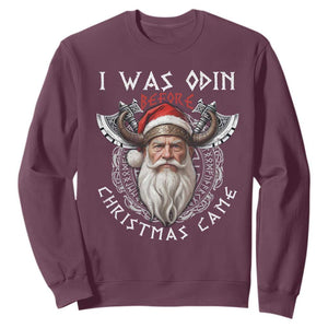 Christmas Viking Sweatshirt I Was Odin Before Christmas Came Santa Viking Warriors Xmas TS11 Maroon Print Your Wear