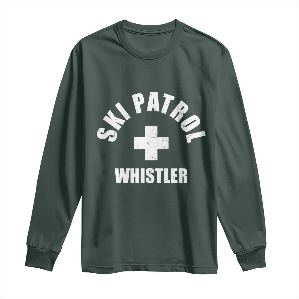 Ski Patrol Whistler Long Sleeve Shirt Winter Slopes Skiing Snowboarding TS11 Dark Forest Green Print Your Wear