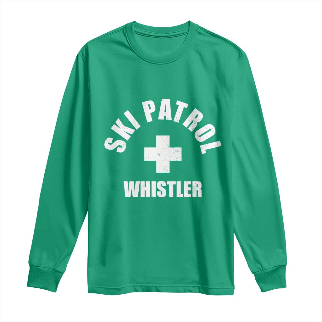 Ski Patrol Whistler Long Sleeve Shirt Winter Slopes Skiing Snowboarding TS11 Irish Green Print Your Wear