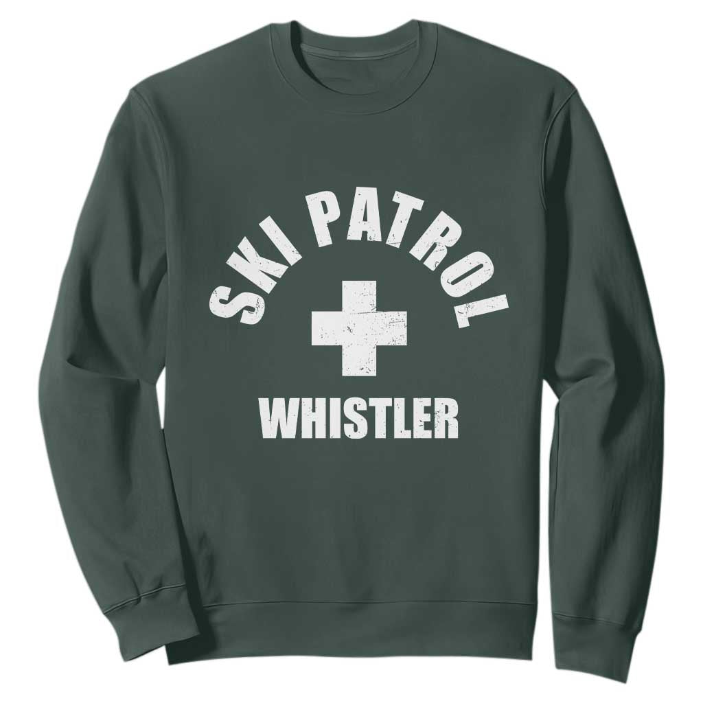 Ski Patrol Whistler Sweatshirt Winter Slopes Skiing Snowboarding TS11 Dark Forest Green Print Your Wear