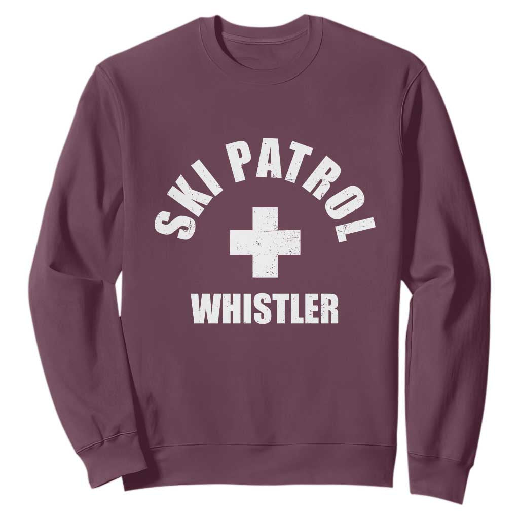 Ski Patrol Whistler Sweatshirt Winter Slopes Skiing Snowboarding TS11 Maroon Print Your Wear