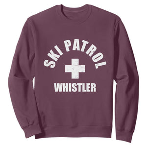 Ski Patrol Whistler Sweatshirt Winter Slopes Skiing Snowboarding TS11 Maroon Print Your Wear