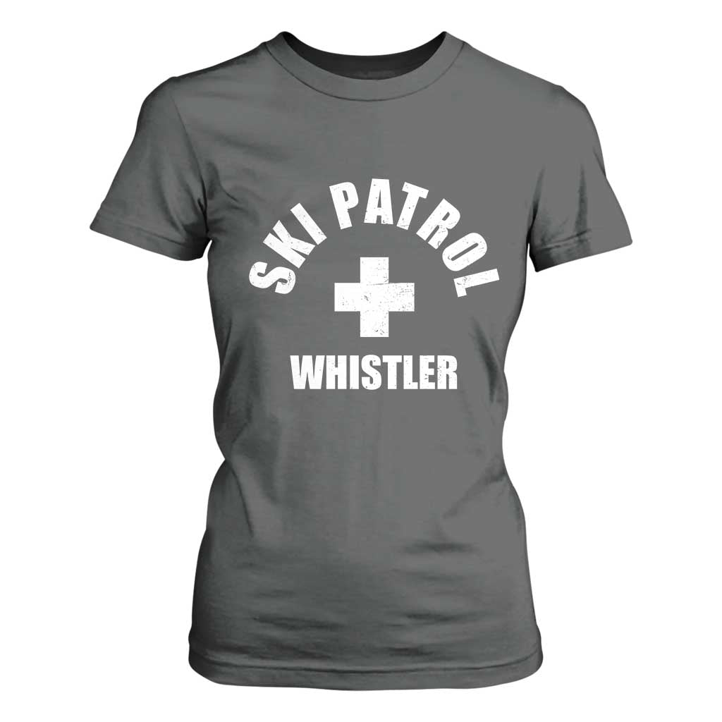 Ski Patrol Whistler T Shirt For Women Winter Slopes Skiing Snowboarding TS11 Dark Heather Print Your Wear