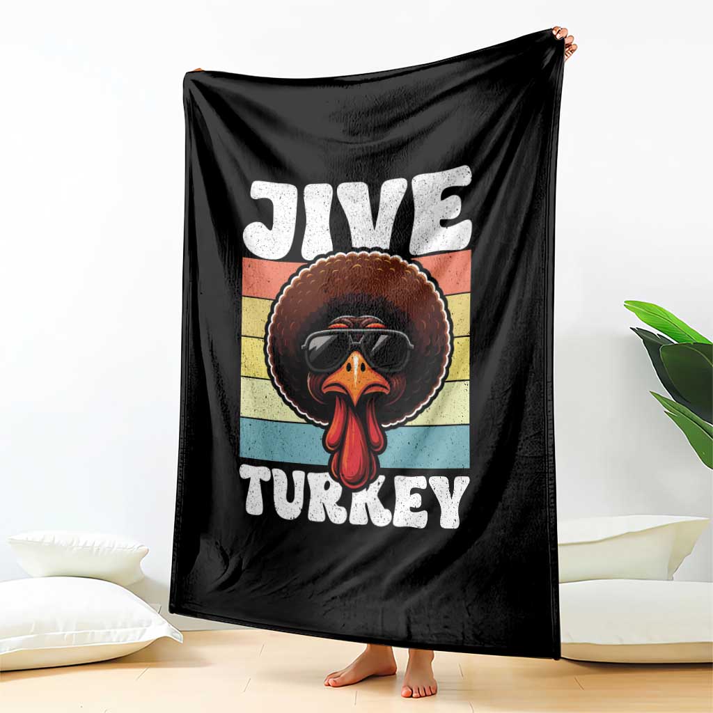 Funny Jive Thanksgiving Turkey Day Throw Blanket Retro Afro Black Turkey TS11 Print Your Wear