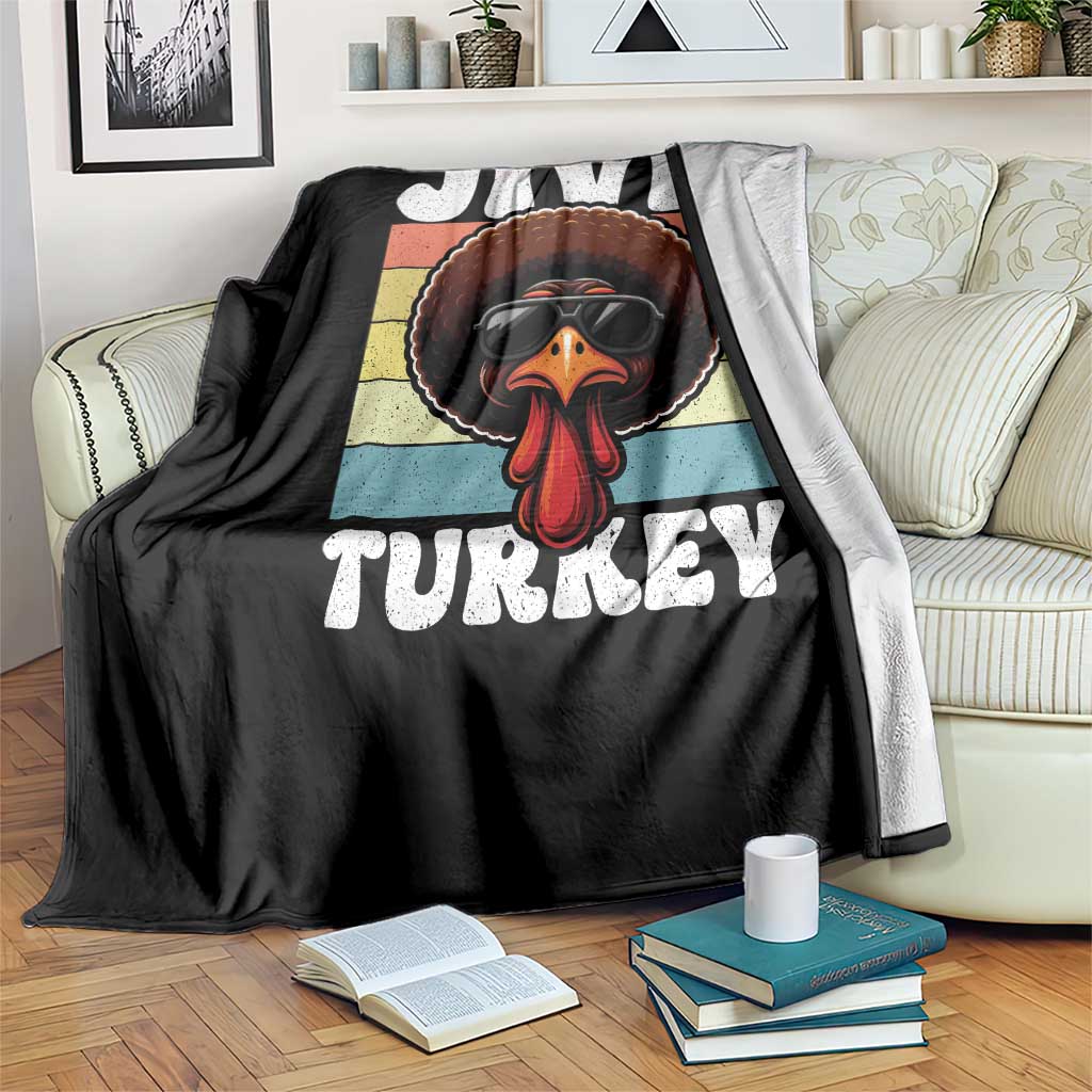 Funny Jive Thanksgiving Turkey Day Throw Blanket Retro Afro Black Turkey TS11 Print Your Wear