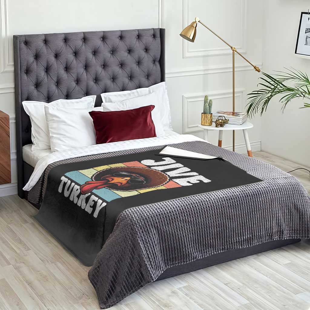 Funny Jive Thanksgiving Turkey Day Throw Blanket Retro Afro Black Turkey TS11 Print Your Wear