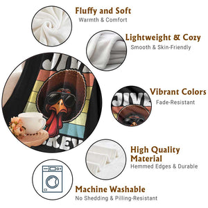 Funny Jive Thanksgiving Turkey Day Throw Blanket Retro Afro Black Turkey TS11 Print Your Wear