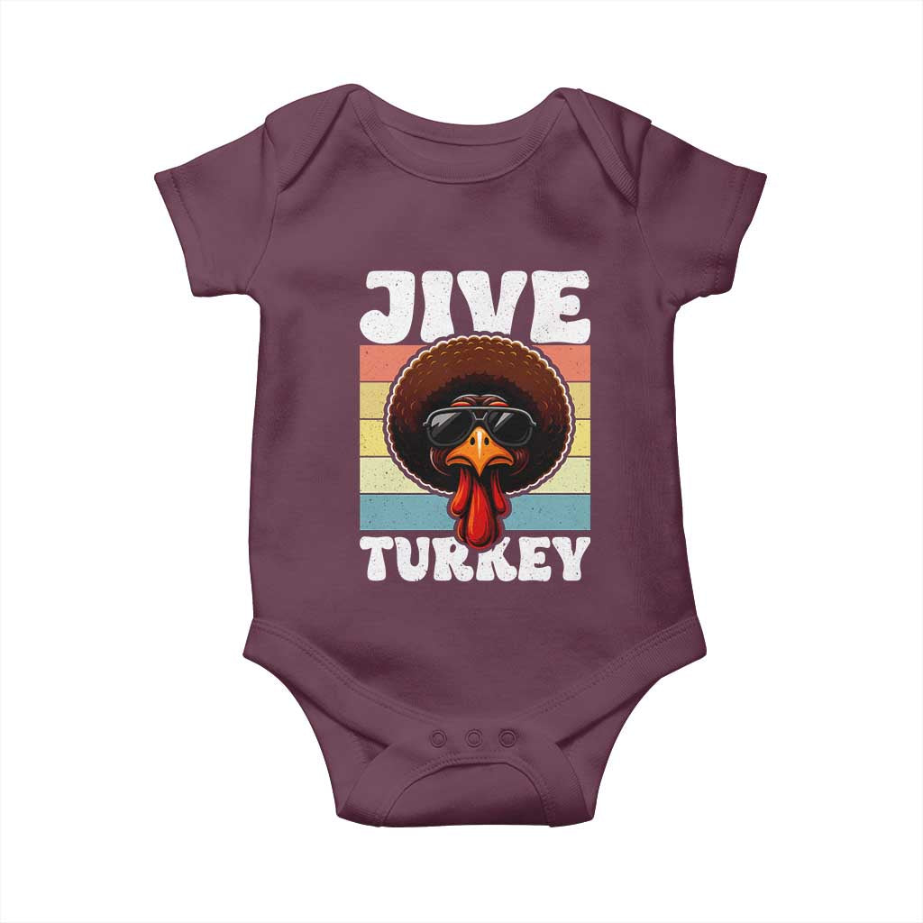 Funny Jive Thanksgiving Turkey Day Baby Onesie Retro Afro Black Turkey TS11 Maroon Print Your Wear