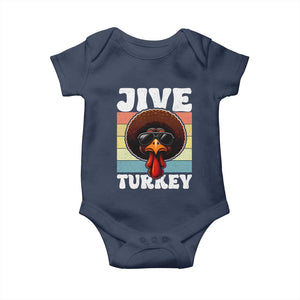 Funny Jive Thanksgiving Turkey Day Baby Onesie Retro Afro Black Turkey TS11 Navy Print Your Wear
