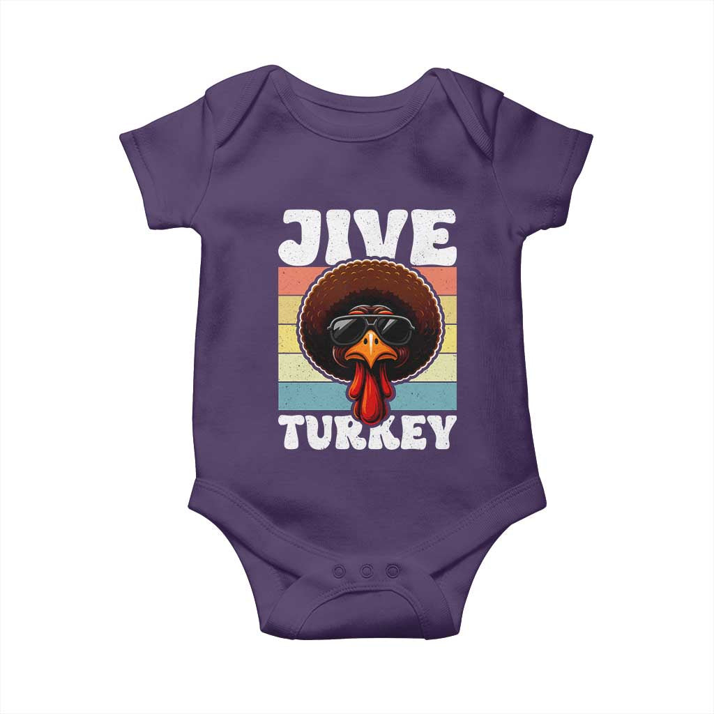 Funny Jive Thanksgiving Turkey Day Baby Onesie Retro Afro Black Turkey TS11 Purple Print Your Wear