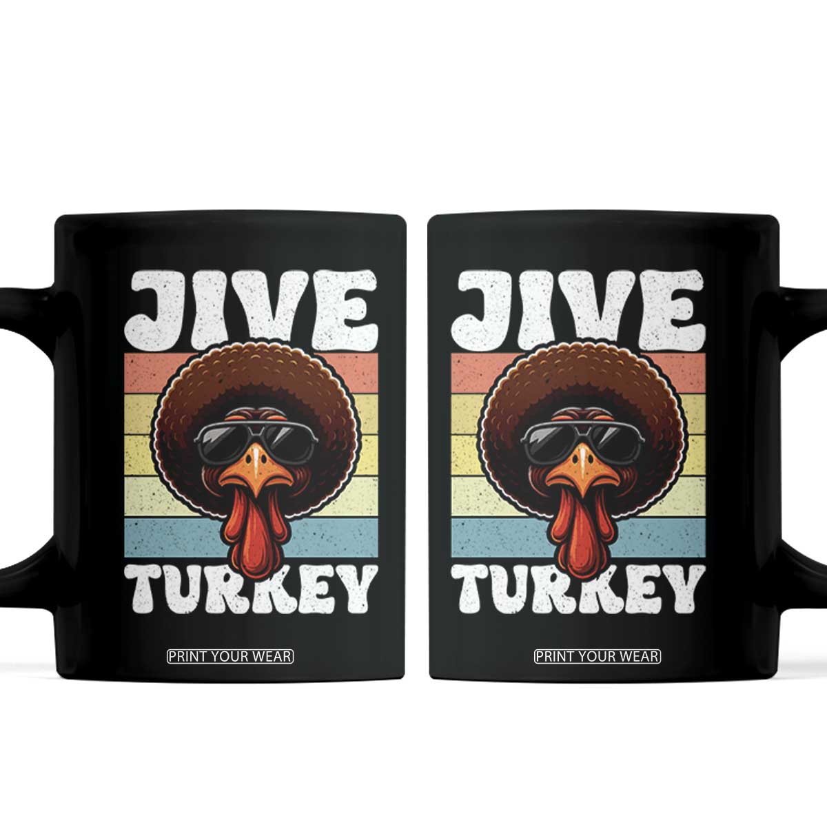 Funny Jive Thanksgiving Turkey Day Coffee Mug Retro Afro Black Turkey TS11 Black Print Your Wear