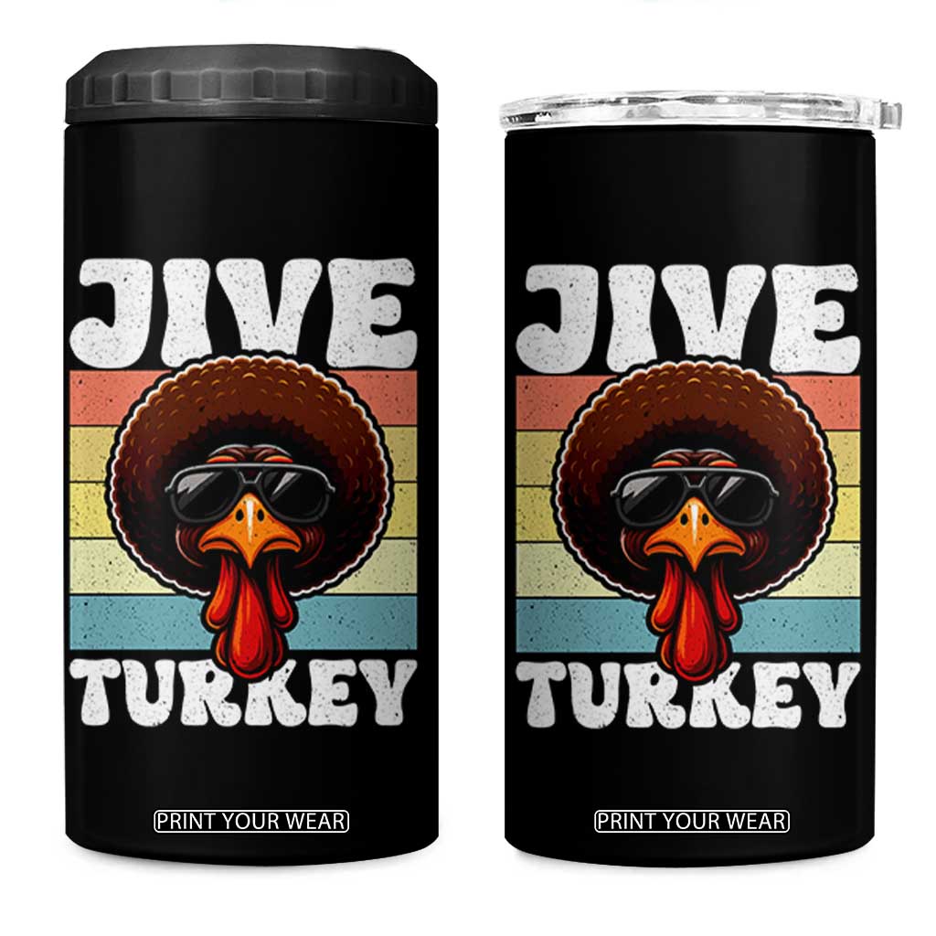 Funny Jive Thanksgiving Turkey Day 4 in 1 Can Cooler Tumbler Retro Afro Black Turkey TS11 One Size: 16 oz Black Print Your Wear