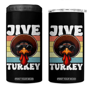 Funny Jive Thanksgiving Turkey Day 4 in 1 Can Cooler Tumbler Retro Afro Black Turkey TS11 One Size: 16 oz Black Print Your Wear