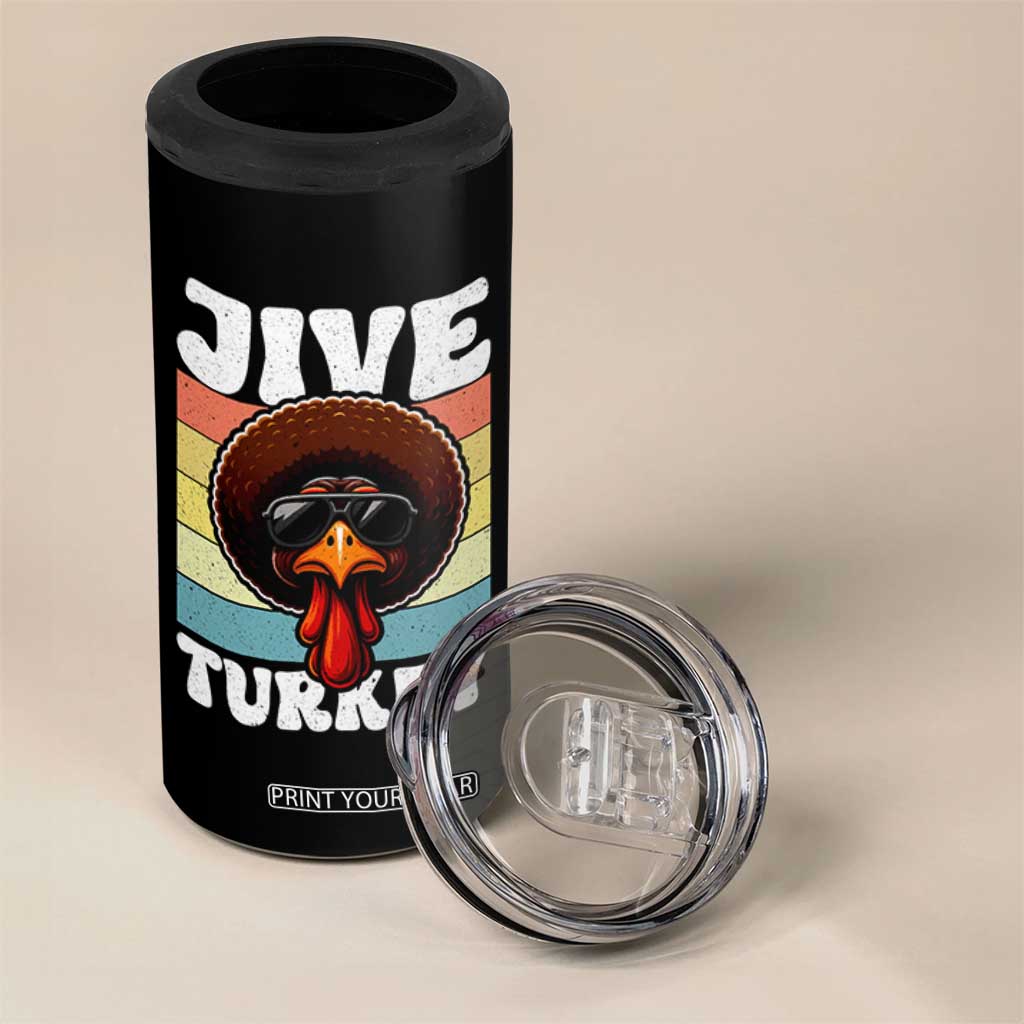 Funny Jive Thanksgiving Turkey Day 4 in 1 Can Cooler Tumbler Retro Afro Black Turkey TS11 Print Your Wear