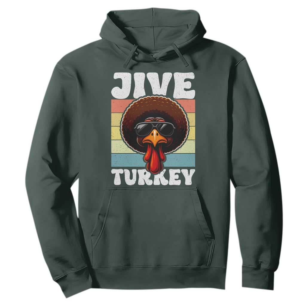 Funny Jive Thanksgiving Turkey Day Hoodie Retro Afro Black Turkey TS11 Dark Forest Green Print Your Wear