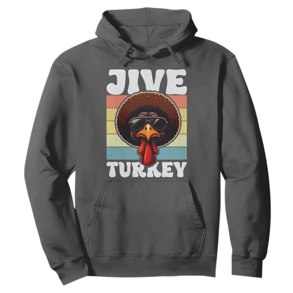 Funny Jive Thanksgiving Turkey Day Hoodie Retro Afro Black Turkey TS11 Dark Heather Print Your Wear