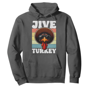 Funny Jive Thanksgiving Turkey Day Hoodie Retro Afro Black Turkey TS11 Dark Heather Print Your Wear