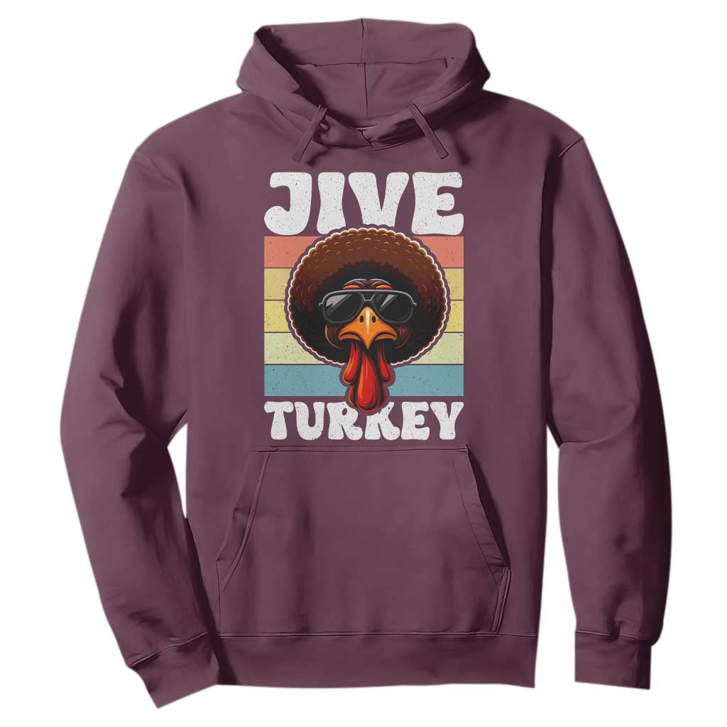 Funny Jive Thanksgiving Turkey Day Hoodie Retro Afro Black Turkey TS11 Maroon Print Your Wear